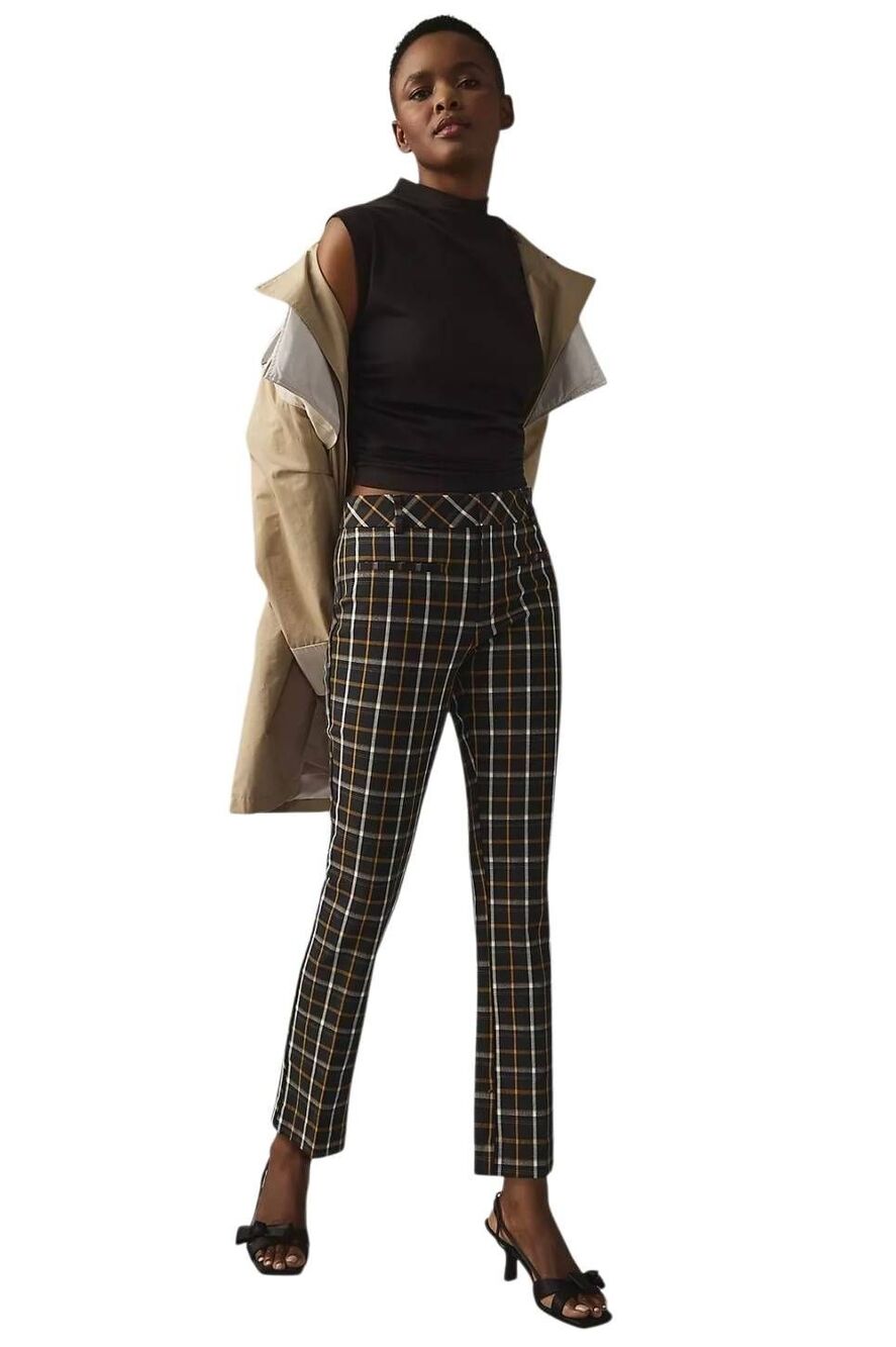 Anthropologie Plaid Slim Crop Pants Size 8 EUC